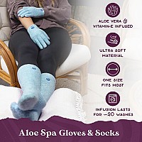 Purple Canyon Aloe Infused Socks And Gloves And Heel Balm Dry Feet Treatment Blue Socks And Gloves With Vitamin E For Foot Hea