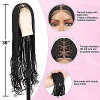 Kalyss 360 Hd Full Lace Braided Wigs For Black Women Knotless Braided Wigs With Baby Hair Box Braid Wig Human Hair Blended Lace