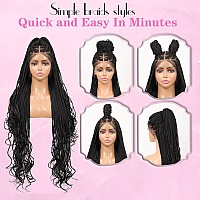 Kalyss 360 Hd Full Lace Braided Wigs For Black Women Knotless Braided Wigs With Baby Hair Box Braid Wig Human Hair Blended Lace