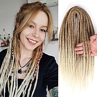 Quisduis 16 Inch Double Ended Dreadlock Extensions 10 Strands Ombre Brown Synthetic De Dreads Thin Soft Fake Dreads Hippie Styl