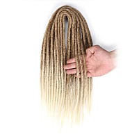 Quisduis 16 Inch Double Ended Dreadlock Extensions 10 Strands Ombre Brown Synthetic De Dreads Thin Soft Fake Dreads Hippie Styl