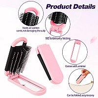 Travel Folding Brush With Mirror By 1 Pack Collapsible Pocketsize Massage Comb For Styling Gym Trips Purse Swimming Pink