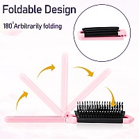 Travel Folding Brush With Mirror By 1 Pack Collapsible Pocketsize Massage Comb For Styling Gym Trips Purse Swimming Pink