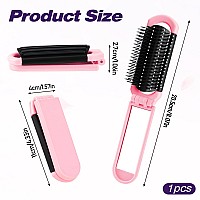 Travel Folding Brush With Mirror By 1 Pack Collapsible Pocketsize Massage Comb For Styling Gym Trips Purse Swimming Pink