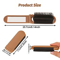 Mozeat Lens Travel Hair Brush Compact Folding Hair Brush With Mirror Portable Hair Comb For Gym Trip Purse Swimming Brown