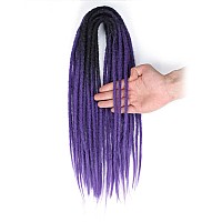 Quisduis 16 Inch Double Ended Dreadlock Extensions 10 Strands Black To Deep Purple Synthetic De Dreads Thin Soft Fake Dreads Hi