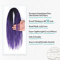 Quisduis 16 Inch Double Ended Dreadlock Extensions 10 Strands Black To Deep Purple Synthetic De Dreads Thin Soft Fake Dreads Hi