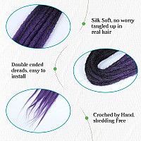 Quisduis 16 Inch Double Ended Dreadlock Extensions 10 Strands Black To Deep Purple Synthetic De Dreads Thin Soft Fake Dreads Hi