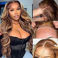 34 Inch Wear And Go Glueless Wigs Human Hair Pre Plucked Pre Cut For Beginners Highlight Ombre Body Wave Lace Front Wig Human Ha