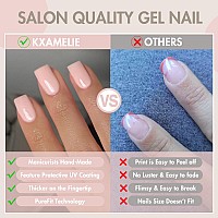 Brown Glossy Press On Nails Almond Kxamelie Glue On Nails Medium Length Almond Shaped Stick On Nails For Women And Girls Daily W