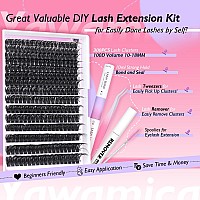 Lash Clusters Kit Fluffy Eyelash Extension Kit Thick Volume Individual Lashes 100D 1018Mm 300Pcs Eyelash Clusters With Bond And