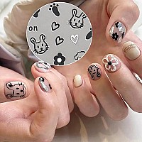 8 Sheets Cartoon Cute Cat Nail Stickers 3D Nail Decals Graffiti Love Heart Gold Bronzing Star Laser Design Glitter Gold Silver B