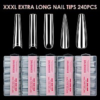 Xxxl Half Nail Tipsbornbyme No C Half Coffin Nail Tip Long Clear Nail Tips For Acrylic Nail Extension