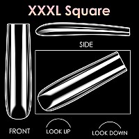 Xxxl Nail Tipsbornbyme Long Square Nail Tip Clear Nail Tips For Acrylic Nail Extension Press On Nails