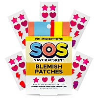 Sos Saver Of Skin Fun Shape Blemish Patches Fast Acting Hydrocolloid For Pimples Zits Acne And Face Blemishes Latexfree