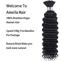 Amella Bulk Human Hair For Braiding 22Inch Deep Wave Human Braiding Hair 1Pack2Bundles Human Hair Braiding Hair 100Unprocess