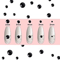 Canvalite 1500Pcs Black Rhinestones Flat Back Gems Nail Rhinestones Nail Art Gems With Pick Up Tweezers And Rhinestone Picker D