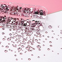 Canvalite 1500Pcs Pink Rhinestones Flat Back Gems Nail Rhinestones Nail Art Gems With Pick Up Tweezers And Rhinestone Picker Do