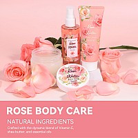 Body Earth Body Mist Gift Set Spa Gifts For Women Perfume Body Lotion And Body Scrub In A Rose Water Box Perfect Birthda