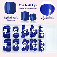 Addfavor 120Pc Press On Toenails Royal Blue Toe Nail Press Ons Short Square Fake Toe Nails Glue Press On Toenails For Women Foot