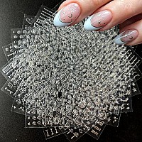 30 Sheets Silver Nail Art Stickers 3D Selfadhesive Line Nail Decals Silver Star Nail Stickers Moon Heart Nail Supplies Nail Art