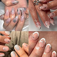 30 Sheets Silver Nail Art Stickers 3D Selfadhesive Line Nail Decals Silver Star Nail Stickers Moon Heart Nail Supplies Nail Art