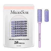 Melodysusie 50 Pcs Nail Drill Bits Small Sanding Bands With 31Mm Mandrel Bit 180 Fine Grit Nail File For Acrylic Nails Gel Man