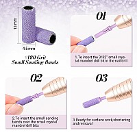 Melodysusie 50 Pcs Nail Drill Bits Small Sanding Bands With 31Mm Mandrel Bit 180 Fine Grit Nail File For Acrylic Nails Gel Man