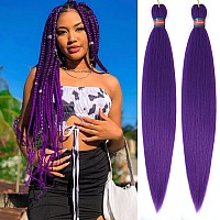 Lavender Purple Pre Stretched Braiding Hair 2 Packs Pre Feathered Braid Hair Extensions 30 Inches Kanekalon Hair Braids