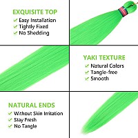 Neon Green Pre Stretched Braiding Hair 2 Packs Pre Feathered Braid Hair Extensions 30 Inches Kanekalon Hair Braids