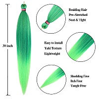 Ombre Green Pre Stretched Braiding Hair 2 Packs Pre Feathered Braid Hair Extensions 30 Inches Kanekalon Hair Braids