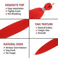 Red Pre Stretched Braiding Hair 2 Packs Pre Feathered Braid Hair Extensions 30 Inches Kanekalon Hair Braids