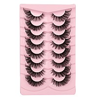 Gmagictobo False Eyelashes Fluffy Cat Eye Lashes Pack Natural Look 3D Faux Mink Lashes Fox Eye Fake Eyelashes 8 Pairs