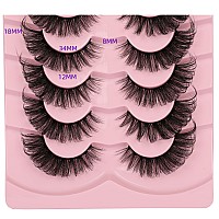 Gmagictobo False Eyelashes Fluffy Cat Eye Lashes Pack Natural Look 3D Faux Mink Lashes Fox Eye Fake Eyelashes 8 Pairs