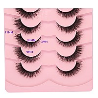 Gmagictobo False Eyelashes Natural Wispy Cat Eye Lashes Pack Short 3D Faux Mink Lashes Soft Strips Lashes Crossed Fake Eyelashes