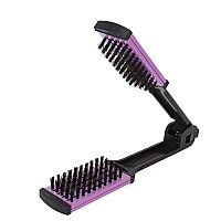 Hair Straightening Double Brush Comb, Double Ended Bristle Hair Brush Clamp Straightener Comb, Double Sided Purple Hair Combs For Hairdressing Tool