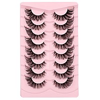 Gmagictobo False Eyelashes Fluffy Wispy Cat Eye Lashes Natural Look Fake Eyelashes Crisscrossed 3D Fox Eye Faux Mink Lashes 8 Pa