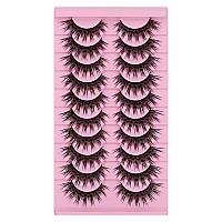 Manga Lashes Natural Look Japanese Anime Lashes Korean Asian Wispy Spiky Lashes Short False Eye Lashes 10 Pairs Pack By Outopen