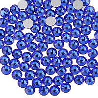 Beadsland 576Pcs Flat Back Crystal Rhinestones Round Gems For Nail Art And Craft Glue Fix Sapphire Ss306365Mm