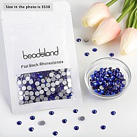 Beadsland 576Pcs Flat Back Crystal Rhinestones Round Gems For Nail Art And Craft Glue Fix Sapphire Ss306365Mm