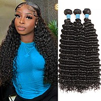 Deep Wave Bundles Human Hair 18 20 22 Inch Human Hair Bundles Deep Wave 100 Unprocessed 12A Wet And Wavy Bundles Double Weft De