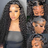 13X4 Deep Wave Lace Front Wigs Human Hair 180 Density Curly Lace Frontal Wigs Human Hair Wigs For Black Women Hd Transparent We