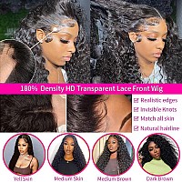 13X4 Deep Wave Lace Front Wigs Human Hair 180 Density Curly Lace Frontal Wigs Human Hair Wigs For Black Women Hd Transparent We