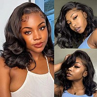 8 Inch Bob Wig Human Hair Body Wave Lace Front Wigs For Black Women Human Hair 4X4 Lace Closure Loose Wave Brazilian Virgin Remy