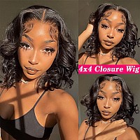 8 Inch Bob Wig Human Hair Body Wave Lace Front Wigs For Black Women Human Hair 4X4 Lace Closure Loose Wave Brazilian Virgin Remy