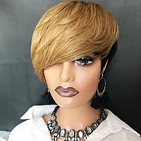 Hotkis Short Human Hair Wigs For Black Women Short Blonde Bob Pixie Cut Wig Human Hair Short Wigs Human Hair Natural Straight Pi