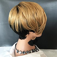 Hotkis Short Human Hair Wigs For Black Women Short Blonde Bob Pixie Cut Wig Human Hair Short Wigs Human Hair Natural Straight Pi