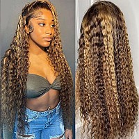 Blacross 30 Inch Ombre Lace Front Wig Human Hair 13X6 Highlight Lace Front Wigs Human Hair Pre Plucked 180 Density For Women Hon