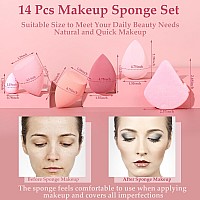 14 Pcs Makeup Sponge Set Beauty Sponges Blender With 4 Pcs Powder Puff And 4 Pcs Mini Make Up Sponges Valentines Day Mothers D