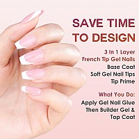 Gel Nail Tips Bornbyme Short Coffin Pink French Tip Soft Gel Matte Nails 120Pcs 15 Sizes Press On Nails For Nail Extension Pre